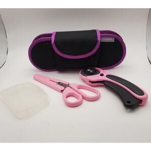 Clover Pink Power Rotary Cutter Set sewing and quilting tools